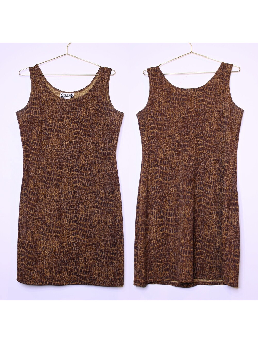 VTG Brown Snake print Bodycon Mini Sleeveless Dress - 12